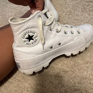 Womens Converse white high top platforms